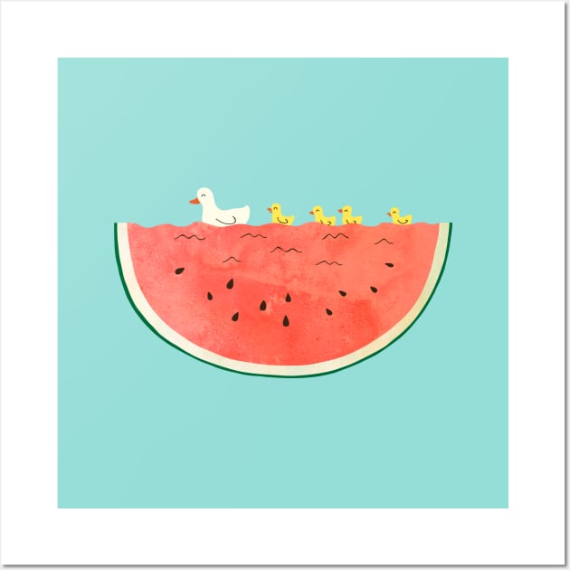 duckies and watermelon Wall Art by milkyprint